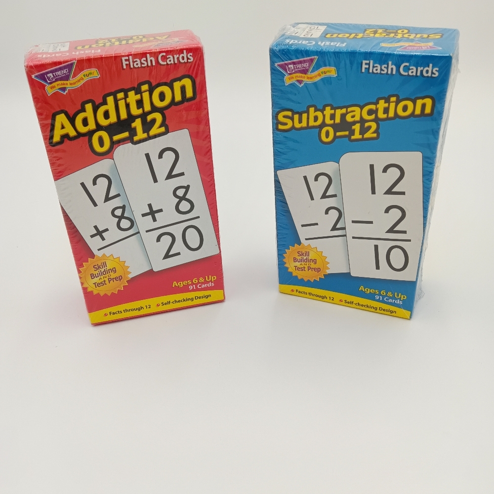 Addition Subtraction Flash Cards Ages 6 & Up Skill Bldg Test Prep